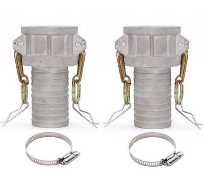 EASTRANS 1.5 inch AL Cam Lock Hose Fittings (Type C) with 2 Clamps, 2 PCS | Female Coupler x Hose Shank, Brass Handles, Quick Link, Easy Setup, Rust-resistant, Used in Water, Fuel, Oil, Chemical, dyes