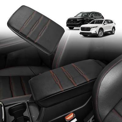 Muslogy Center Console Armrest Cover Fit for Honda CR-V & CRV Hybrid 2023-2026 2026 Accessories, Comfort Armrest Pad Console Lid Cushion Vegan Leather Regular Thick(Black/Orange Trim)