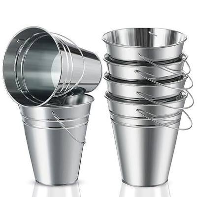 Sadnyy 6 Pack 5" Small Silver Metal Galvanized Buckets Bulk with Handle Mini Metal Buckets Pails for Halloween Party Favors Decoration Candy Container Silver Centerpiece for Table Vase