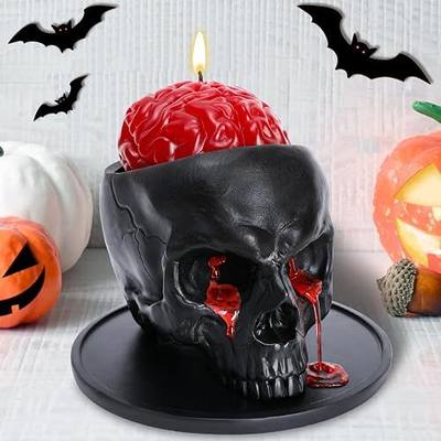Halloween Decorations - Halloween Candle, Skull Bleeding Candle Gothic Decorations for Home Table Farmhouse Indoor Room Decor Black SkullC-Black