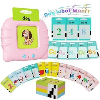 Aullsaty Talking Flash Cards for Toddlers 1-3, Upgraded 248 Sight Words Montessori Speech Therapy Toy, Autism Sensory Educational Learning Toys, Birthday Gifts for Boys Girls (Pink)