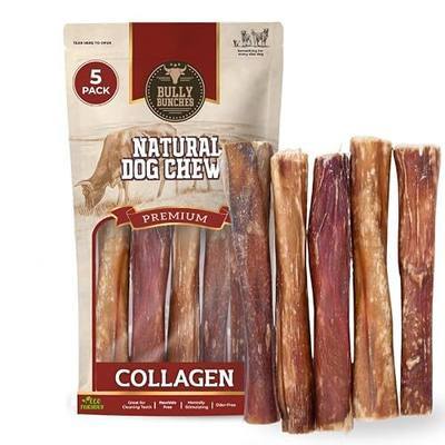 Bully Bunches 6 Inch Collagen Wrapped in Beef Bully Stick | Consistently Sized, All-Natural, Long Lasting Dog Chew | Dental Stick for Avid Chewers (6 Inch, 5 Pack)