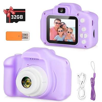 Zeacool Kids Camera, HD Digital Video Camera, Childrens Toys for 3 4 5 6 7 8 9 Year Old Boys/Girls, Selfie Camera for Kids, Christmas Birthday Gifts with 32GB SD Card (Purple)
