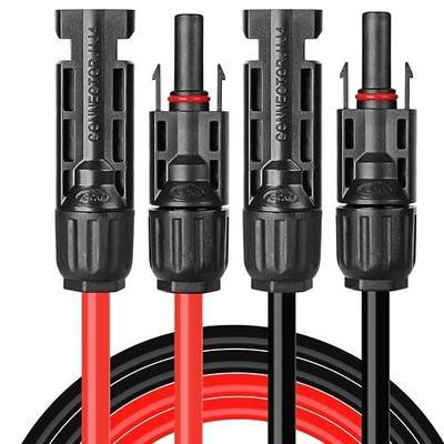 Solar Cable 6 Feet 10AWG Solar Extension Cable with Female and Male Connector,Waterproof Solar Panel Extension Cables (6FT Red + 6FT Black)