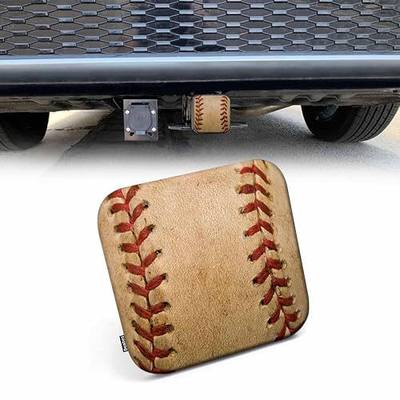 Tow Hitch Covers Baseball, Grunge Sport Leather Worn Baseball Auto 2 Inch Trailer Hitch Cover Plug Cap Insert Receiver Tube Hitch Covers for Most Cars Trucks SUVs