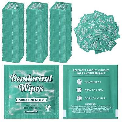 Timgle 100 Pcs Deodorant Body Wipes Individual Wrapped Bluk,Jasmine | Mini Travel Size, Homeless Underarm Body Odor Antiperspirant Sweat Wipes, Women Men Teen Unisex Sports Armpit Skin Clean