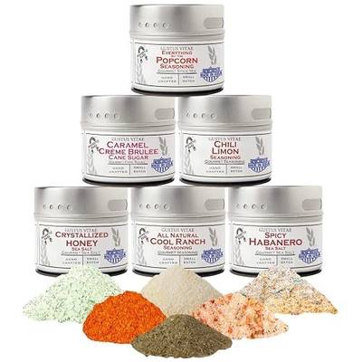 Gustus Vitae | Ultimate Popcorn Seasoning Set | All Natural Spice Blends | Gourmet Spice Blend | Gift Set | Non GMO | No MSG | No Fillers | Handmade in USA | Magnetic Tin | Small Batch | All Natural