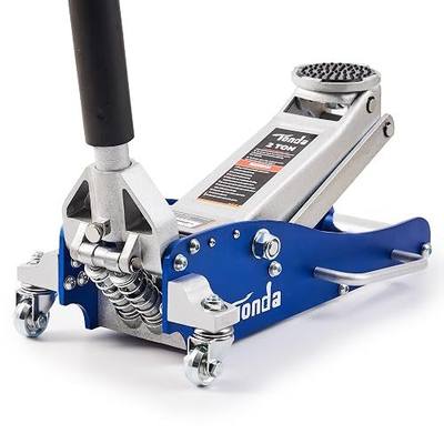 TONDA Floor Jack, Low Profile 2 Ton Aluminum and Steel Car Jack, Blue | Dual Pump System, Rapid Lift, 3.35"-13.98", 360-degree swivel casters