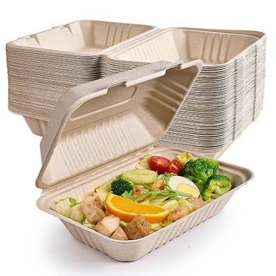 ECOLipak 75 Pack Compostable Clamshell Take Out Food Containers, 9x6 inch | Heavy-Duty Disposable To Go Boxes, Eco-Friendly Biodegradable To Go Containers For Food, Perfect for Next Day Lunch, Party