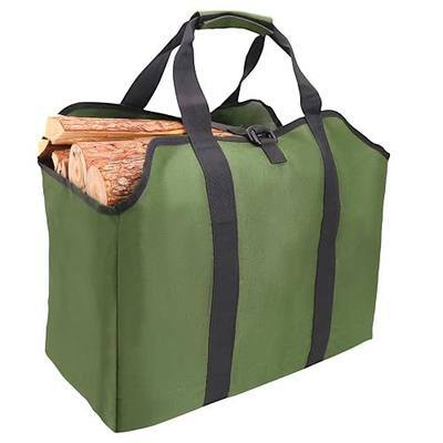 Large Log Carrier for Firewood, Fire Wood Carrier Canvas with Handles, Firewood Bag Firewood Holder, Fireplace Wood Stove Accessories for Outdoor Camping, BBQ Barbecue(Army Green)
