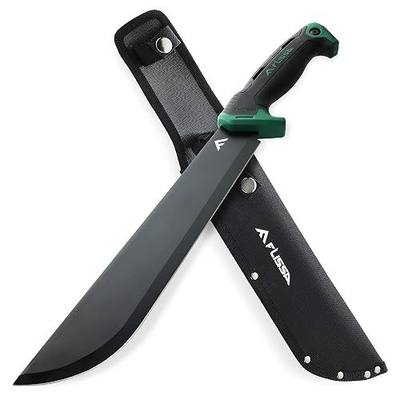 FLISSA 11'' Machete for Yard Work, Ergonomic Air Tech Handle and Lightweight Sheath, Stainless Steel Machete Knife for Gardening, Bushcraft, Hunting