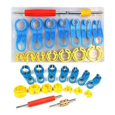 AUCELI Car AC Fuel Line Disconnect Removal Tool Set, 16 Pcs 1/4 3/8 1/2 5/8 3/4 7/8 5/16 Inch Remover Tool Kit, Auto Air Conditioner Hose and Valve Core Quick Disconnect Repair Tool Kit