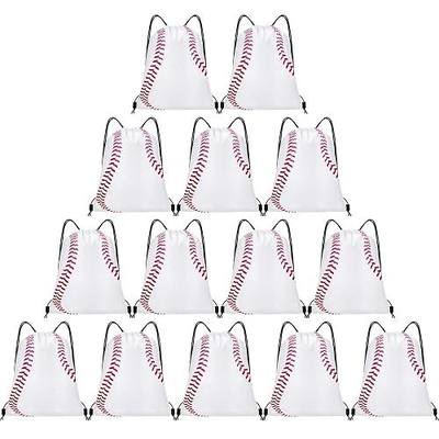 Grneric 14 Pcs Baseball Drawstring Bags Party Favor Goodie Bags Cinch Bag Sackpack for Sports Teams Birthday Supplies(Baseball)