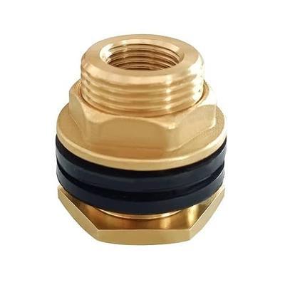 Joywayus 3/8" NPT Female 3/4" Male Brass Water Tank Bulkhead Tank Fitting | With Rubber Ring, Soild Brass, Provides Stable And Leakproof Connection, Water Tank Connector