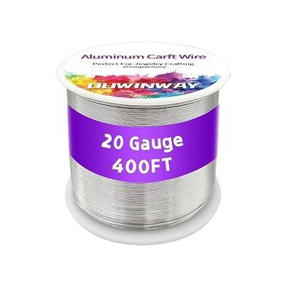 20Gauge Silver Aluminum Crafts Wire 400FT, for Jewelry Crafting, Gemstone Metal Coiling, Sculpting, Armature, Jewelry Making Beading Floral Soft DIY Metal Craft Art Wires Colored and Soft
