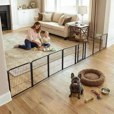 FXW Dog Gate, Extra Wide Adjustable for Openings Up to 183", 24" H | Flexible Space Control, Easy Walk-Through Access, 7 Panels+ 1 Gate, For Puppies & Small Dogs, Garage Use