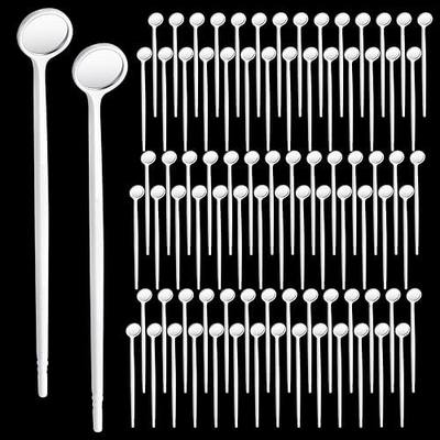 Geiserailie 300 Pcs Disposable Dental Mirror Anti Fog Mouth Mirror Individually Packed Dental Mirror for Teeth Oral Teeth Mirrors with Handles Plastic Tooth Mirror Dental Tool for Household (White)