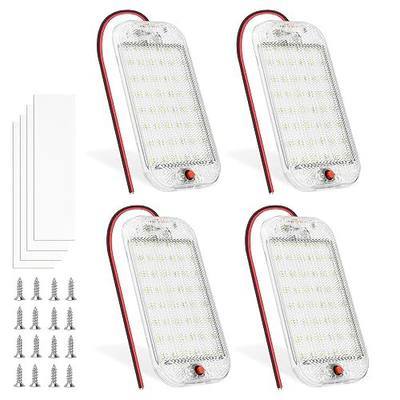 MERTTURM Dome Light for RV Interior, 48LED 800LM Ultra Bright 12 Volt LED White Lights, RV Ceiling Light with Switch Control, Ideal for Car Van Truck Camper Lorry Motorhome Boat(4 Pack)