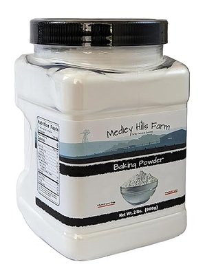 Baking Powder aluminum free by Medley hills farm 2 Lbs. in Reusable Container - Double acting aluminum free baking powder - Kosher - Baking - Made in USA