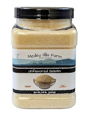 Unflavored Gelatin by Medley hills farm 1.25 lbs. in Reusable Container - Gelatin powder unflavored thickening agent. Made in USA.