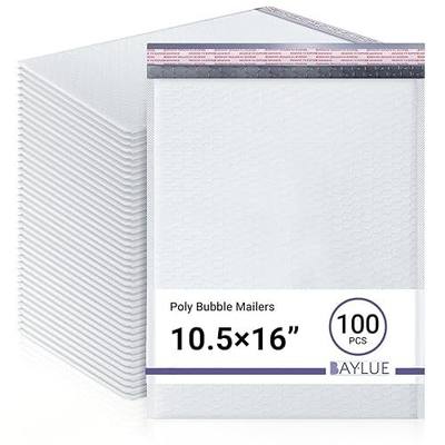 Bubble Mailers 10.5x16, Self Seal Poly Padded Envelopes #5, 100 Pack Bulk | Fits Books, Comics & Apparel, No Tape Needed, Cushioned Protection, Water-Resistant Poly, For Small Business Shipping