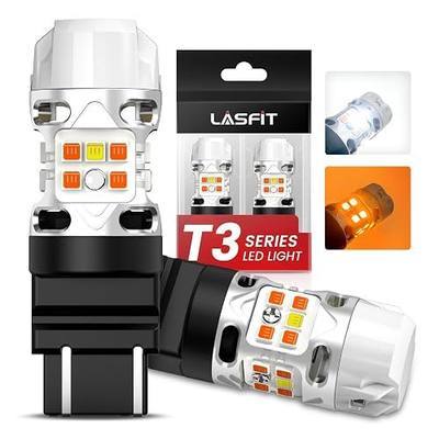LASFIT 4257 4257NA LED Bulb Switchback Built In Resistor Front Turn Signal Parking Light for 2022-2026 Ford Maverick Accessories XL XLT for Ford F-250/F-350/F-450 Super Duty CANBUS White Amber(2pcs)
