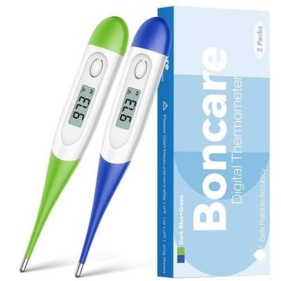 Boncare Rectal Thermometer for Baby 2 Packs (Dark Blue+Green) | Digital Thermometer with 10 Seconds Fast Reading