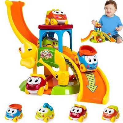 Marstone 1-2 Year Old Toddler Race Track Toy with Animal Push Cars for Boys | Educational Elephant Slide for 12-18 Months Baby Girls, Learning First Birthday Gift Toy for Ages 1-3