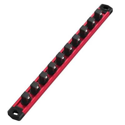 WORKPRO Magnetic Socket Organizer, Heavy Duty 3/8-Inch Drive Socket Rail | Aluminum Alloy, 10 Pieces Clips, Rotatable & Movable Clips, Efficient Organization