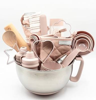 Ultimate Baking Kit for Kids - Kids Baking Set with Child Sized Utensils - Includes Apron, Oven Mitts, Silicone Mats & Liners - Perfect Cooking Set for Ages 8-12 - Gift for Children – Pink
