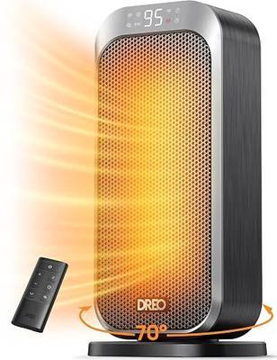 DREO Quiet Space Heater, 1500W Portable Heaters for Indoor Use with Remote, 70° Oscillation, Fast and Safety Electric PTC Ceramic for Desk Office Bedroom, 12H Timer