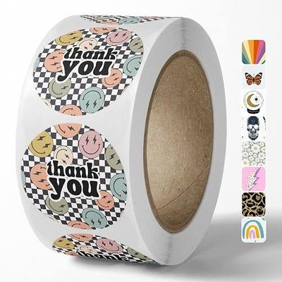 Package Mint 1.5" Round Cute Thank You Stickers, 500 Count, Smiles | Small Business Thank You Stickers, Durable, Waterproof, Self-Adhesive Seals for Boxes, Gift Bags, and Envelopes