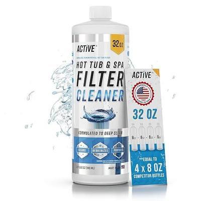 ACTIVE Spa Hot Tub Filter Cleaner - 32oz (2-4 Uses) Cleaning Soaking Solution, Hot Tubs & Pool Cartridge Cleaner, Natural Power Degreaser to Revive & Prolong O Filters Life Time - Made in USA