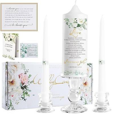 Extrogif Unity Wedding Candles Set - 3 Piece Ceremony Kit with Glass Candle Holders, Pillar and Taper Candles for Wedding Ceremony
