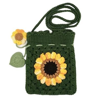 Handmade Crochet Sunflower Phone Bag for Women