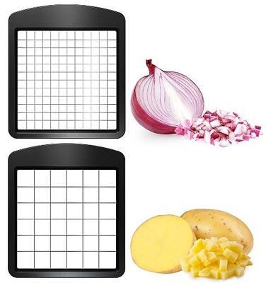 Fullstar Blade Replacement Set For Select Fullstar Vegetable Chopper Models | 2 pc Insert Set, Large Dicer for Potatoes & Apples, Small Dicer for Onions & Tomatoes, 3.9 x 4.4 inches