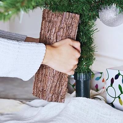 Realistic Brown Bark Artificial Xmas Tree Accessory, Real Feel Wood Texture | Natural Faux X-Mas Tree Skirt Decor, Hide Fake Looking Base Pole Extender Like A Tree Collar, By The Christmas Tree Hugger