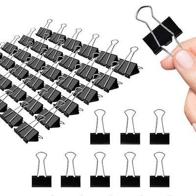 Binder Clips, 144 Pack, 1 Inch, Standard 25mm, Black, Capacity 0.47 Inch, Metal Paper Clips, Fold Clamp, Office Clips, School & Home Use
