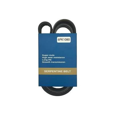 6PK1080 Multi Wedge 6 Rib V Belt Serpentine Drive Micro 5060425 | K060425 Replacement for Fusion Escape 2010 2011 2012 MKZ Black