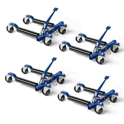 TUFFIOM Car Wheel Dolly Jack Set of 4, Mechanical 6000-lbs Car Skates, 12'' Wheel Vehicle Positioning Jack, Heavy Duty Rollers with Ratcheting Foot Pedal for Tire Auto Repair Moving, Blue