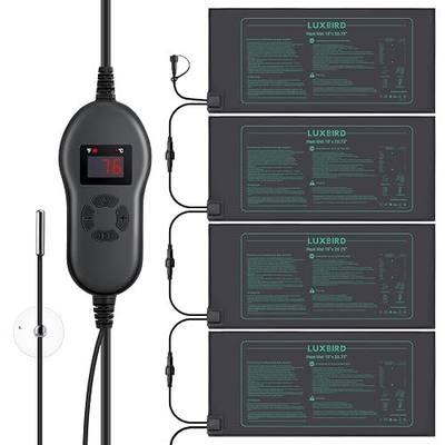 LUXBIRD 4 Pack Seedling Heat Mats with Digital Thermostat Controller, 10" x 20.75" Waterproof for Seed Starting, Germination, Hydroponics, Brewing, Breeding, Greenhouses (LB-HT04)
