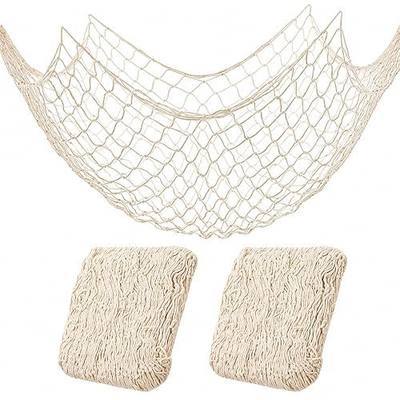 2 Pack Fish Net Decorations for Party, Natural Cotton Hawaiian Table Runner Party Fishing Net Decorative, Nautical Themed Decor Cotton Fishnet Under The Sea Pirate Ocean BeachHalloween Decor