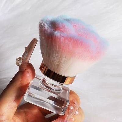 ANGNYA Nail Dust Brush Fluffy Dip Powder Dust Remover Brush Clean Up Tools | With Storage Case, Soft Bristles, Easy to Clean and Grip, Good Size for Hands, Rose-shaped and Gradient Brush, Multiple Usage