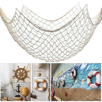 Fish Net Decorations for Party, 2mm Natural Cotton Hawaiian Party Fish Net Decorative, Nautical Themed Cotton Fishnet Room Under The Sea Ocean Beach Party Decor (1)