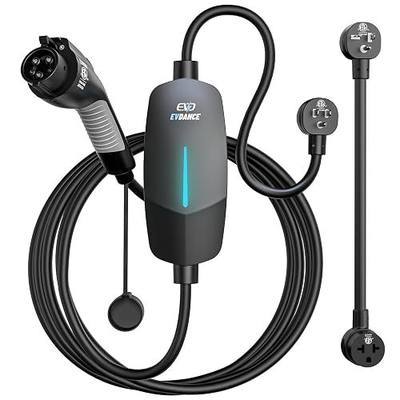 EVDANCE Level 1&2 EV Charger, Electric Vehicle Portable Charger with 25FT Cable, ETL Listed J1772 EVSE for All EVs & PHEVs, 12A 120V/16A 240V(Black, 16A Max | NEMA 5-15&6-20(Standard Home Plug))