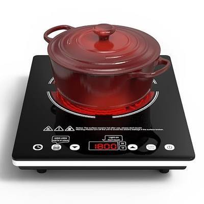 Electric Cooktop Single Burner Portable Stove 1800W 110v -120v Countertop Hot Plates Electric Plug in, Touch Control, Child Lock, 9 Power Levels Low Noise, 4 Hour-Timer Infrared Cooktop