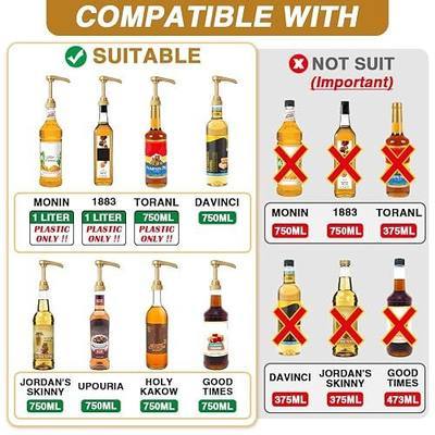 10 Pcs Gold Coffee Syrup Pump Compatible with 25.4Oz/750ml Bottles | Syrup Dispenser Pumps For Flavoring Syrup Bottles, Great for Home & Coffee Bar, Drinking Mixes, Tea, Beverage, Cocktails