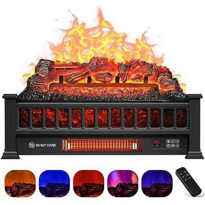 Riseon 20" Electric Fireplace Logs Inserts Heater with Remote Control | 5 Adjustable Flame Colors & Speeds, Realistic Fake Firewood Logs Flame, Overheat Protection, Timer, Thermostat, 1500W