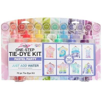 Tulip One-Step Tie-Dye Pastel Party Kit, Easy Large Group Activity, Permanent Designs for Fabric, 12 Colors