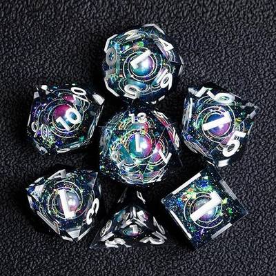 DND Galaxy Dice Set Handmade Planets Supended in Galactic Swirls for RPG and Table Games